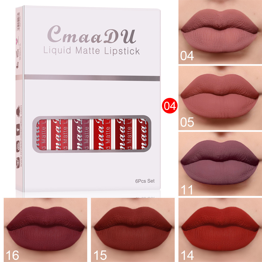 6 Boxes Of Matte Non-stick Cup Waterproof Lipstick Long Lasting Lip Gloss - Image 1