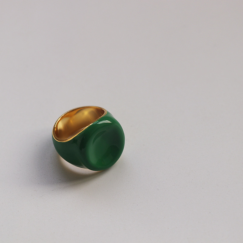 Green Enamel Ring Female Summer Personality