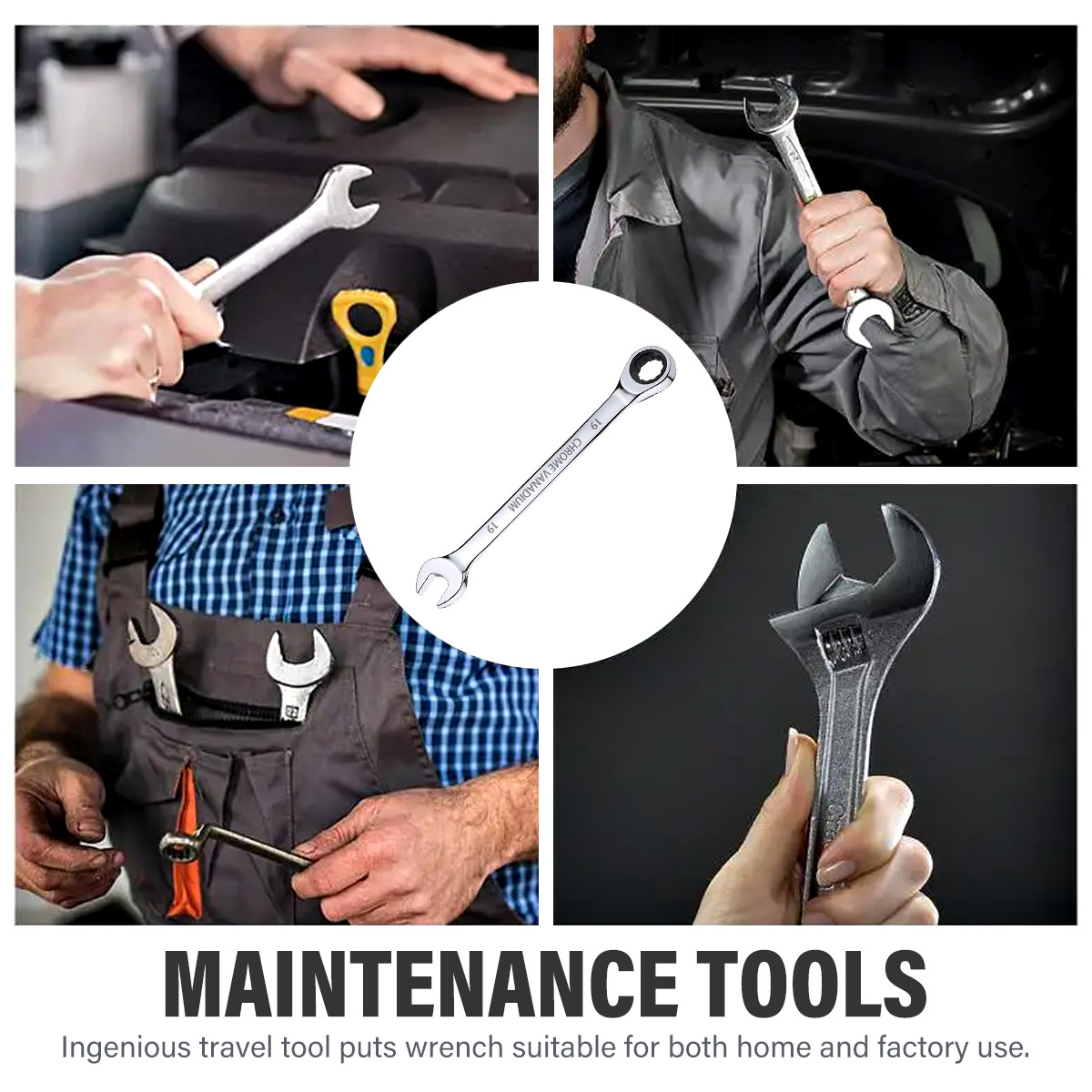 12PCS 72 Tooth Ratchet Spanner Set 8-19MM Fixed Head Combination Wrench Set Tool