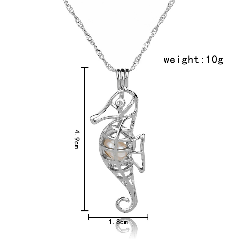 Glow-in-the-dark seahorse hollowed out DIY necklace