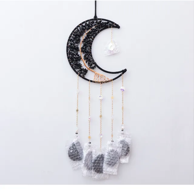 Tree Of Life Pendant Wall Moon Black Moon Agate Slices - Shop at LoveMi