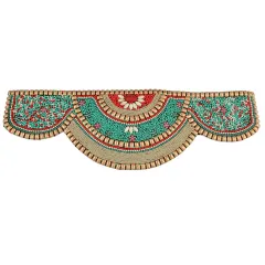 New Autumn And Winter Dress Down Jacket Ladies Wide Waistband Ethnic Style Handmade Exaggerated Rice Beads Metal Texture Belt - Green - View 1