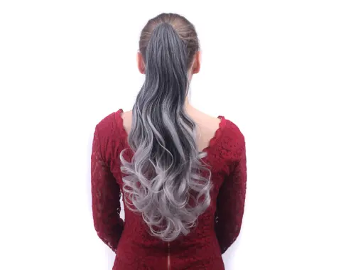 Colorful Gradient Color Clip Ponytail Wig