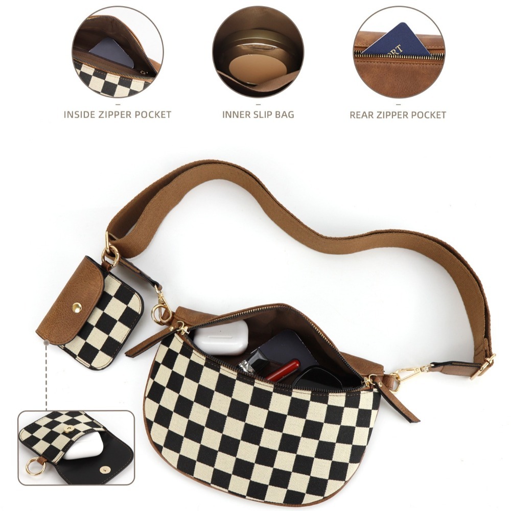 Ladies' Trendy Checkerboard Pattern Portable Bag 5