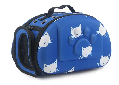 Breathable Portable Pet Bag Breathable Cat Bag Foldable Dog Cat Pet Outing Backpack Blue - Shop at LoveMi