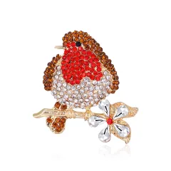 Fashion Alloy Bird Animal Brooch With Diamonds - Red - View 1