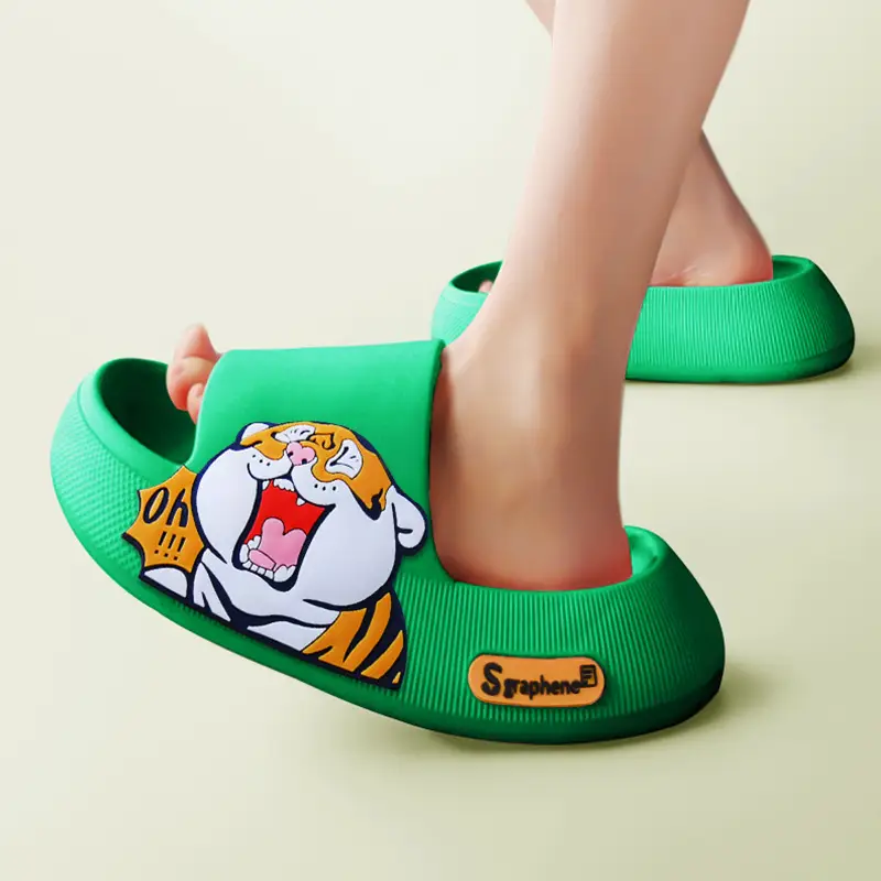 Thick Sole Non-Slip Sandals for Indoor and Outdoor Use — Tiger green, 36to37