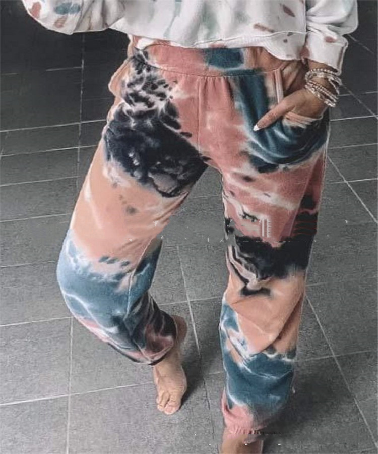 Tie-dye Drawstring Elastic Waist Jogging Pants
