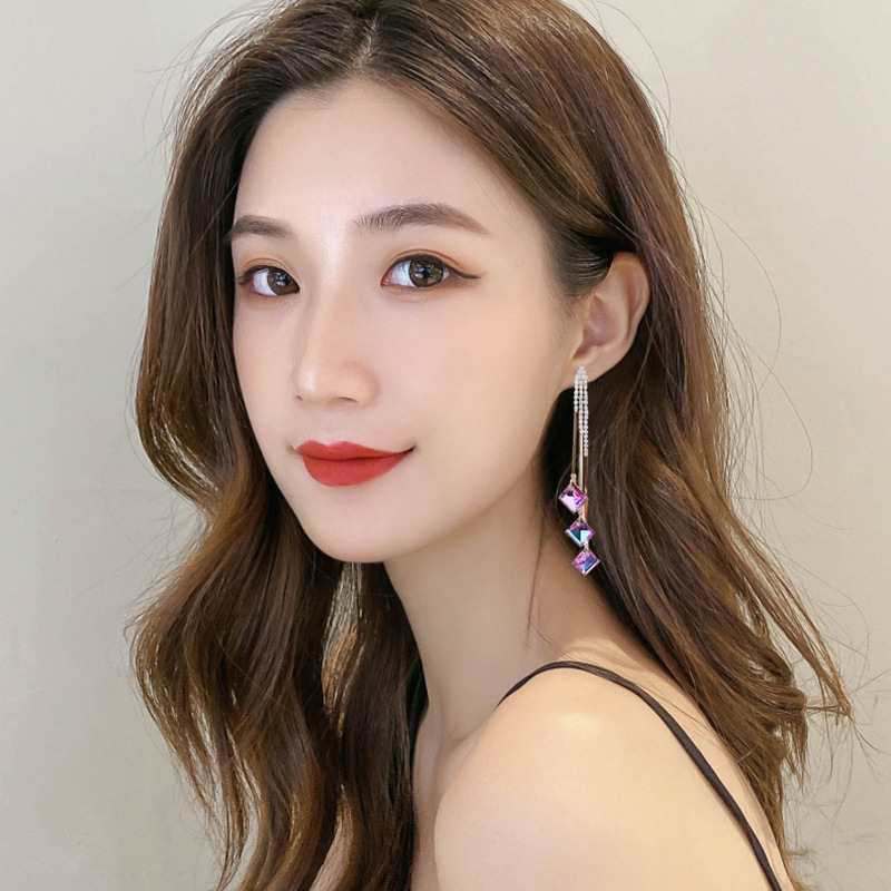 Sterling Silver Tassel Long Style Korean Temperament All Match Modified Earrings