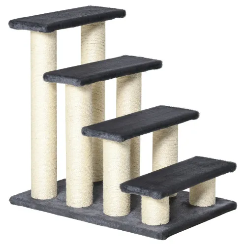PawHut Cat Tree With 4 Steps For High Beds Couch, Cute Stair Shaped Cat Tree For Indoor Cats Or Dogs W Sisal Scratching Post, Climbing, Playing, Gr... Gray - Shop at LoveMi
