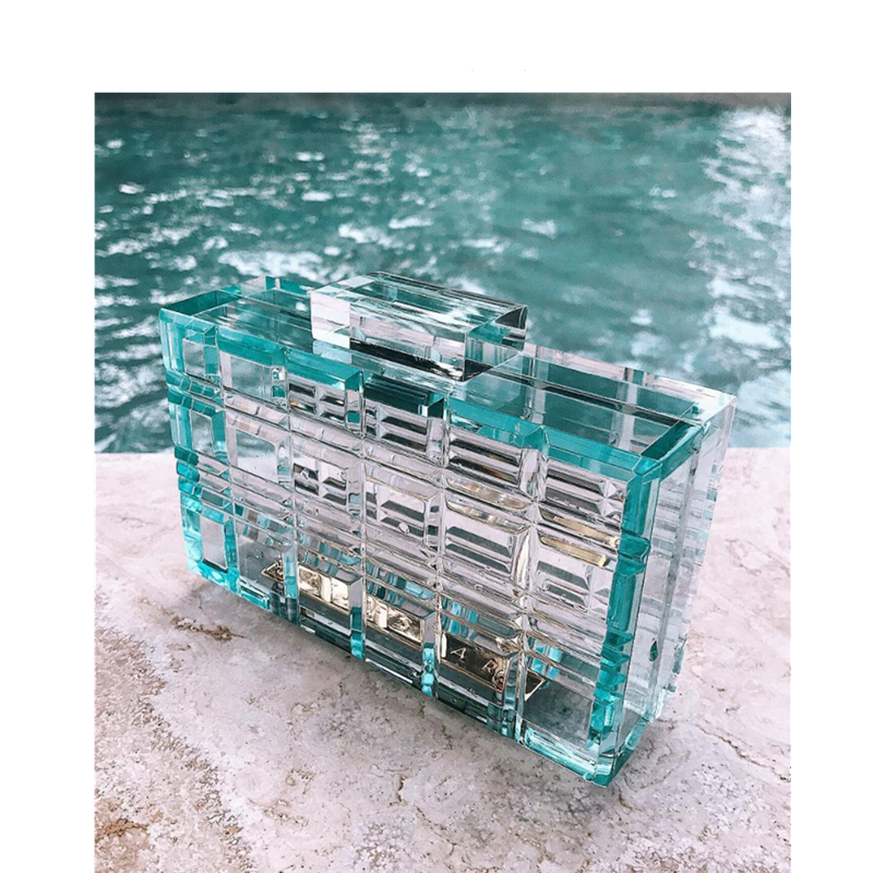 حقيبة كلتش شفافة أكريليك عصرية للنساء بأسلوب أوروبي وأمريكي