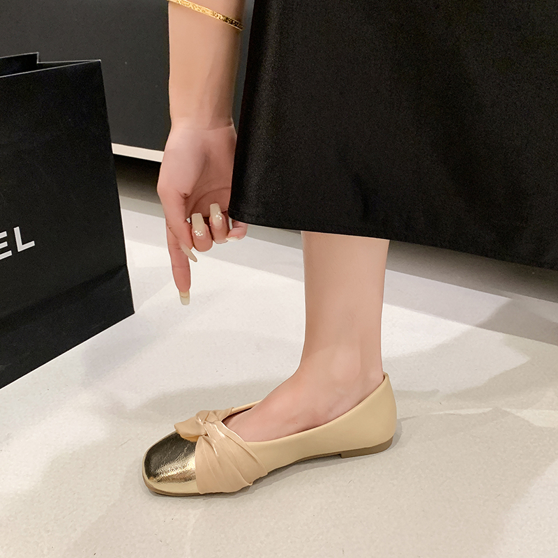 Women French Bow Satin Slip-on Flat Loafers, Elegant Fairy Style Shallow Mouth Commuter Shoes, Matching Dresses product image