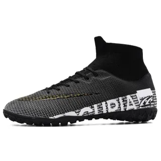 Men's Plus Size Soccer Shoes High Top AG Spikes - Black