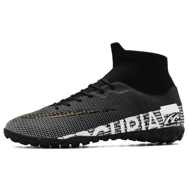 Men's Plus Size Soccer Shoes High Top AG Spikes Black - Shop at LoveMi