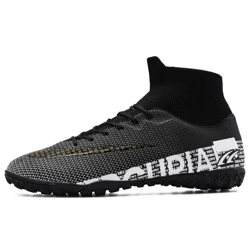 Men's Plus Size Soccer Shoes High Top AG Spikes - Black