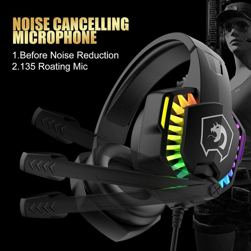 Gaming Keyboard & Mouse & Headset & Mousepad Set RGB Backlit Wired For PC Laptop 7