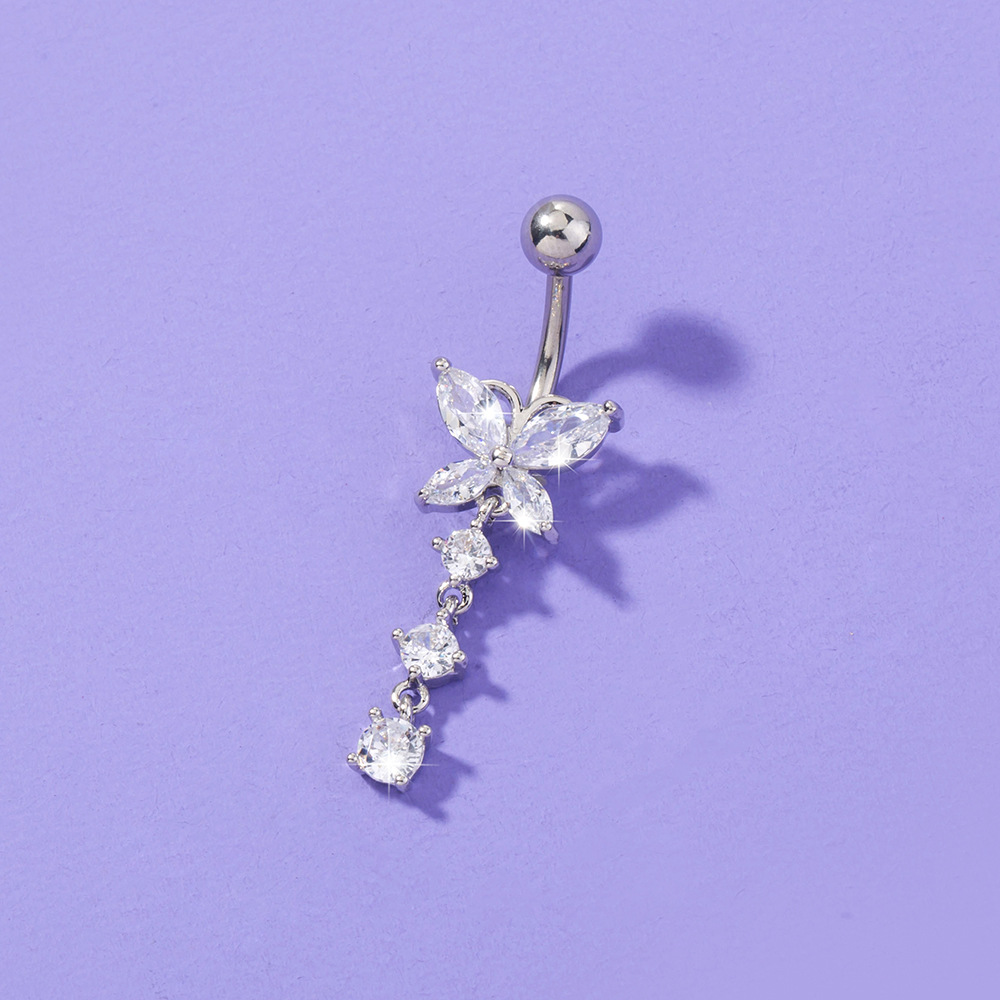 Women's Butterfly Zircon Umbilical Ring Piercing Jewelry