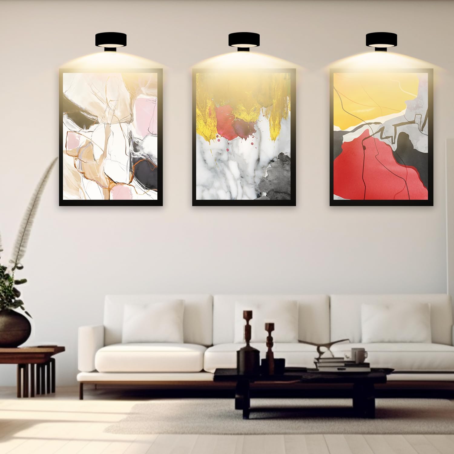 Picture Lights For Wall, 3 Lighting Modes Magnetic Art Display Light,Battery Operated Led Painting Light With Remote Control Dimmable & Timer,9Pack Black thumbnail 6