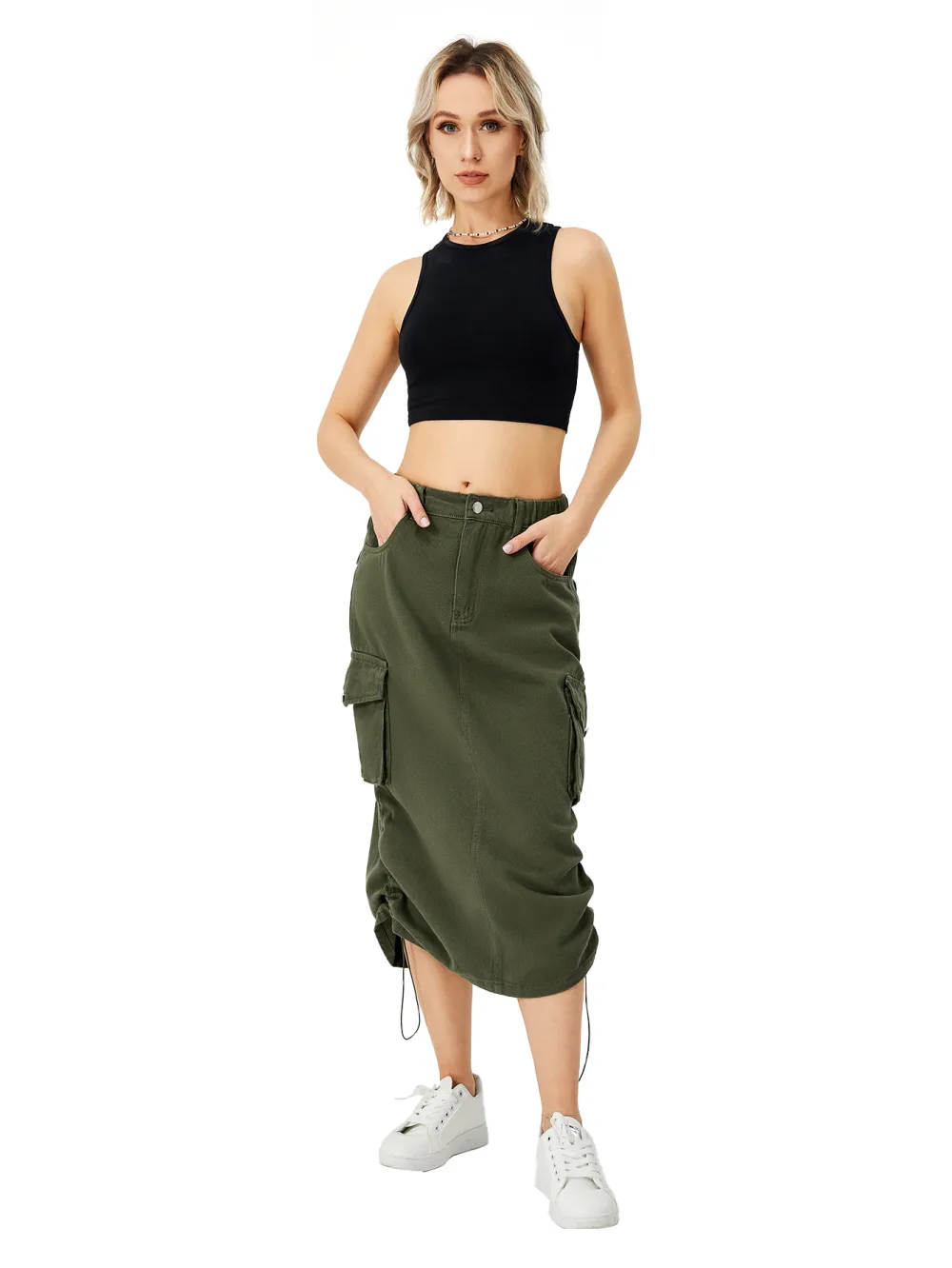 Women's Cargo Long Skirt Casual Streetwear Loose High Waist
