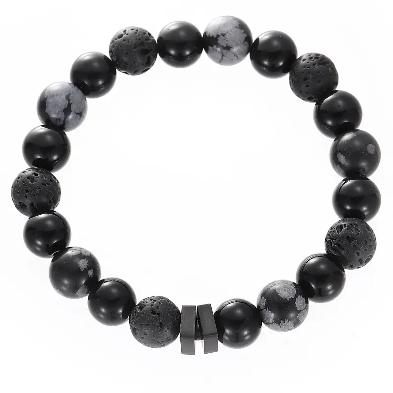 Obsidian Titanium Steel Shining Star Personalized Men's Bracelet