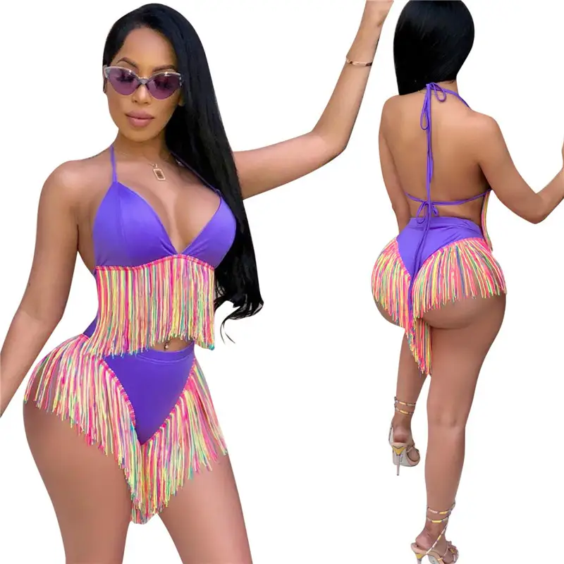 Colorful Fringed Bikini Two-piece Swimsuit