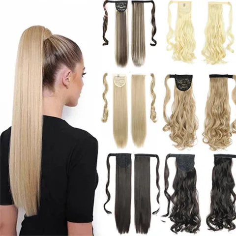 Long Straight Wrap Around Clip in Ponytail Hair Extension