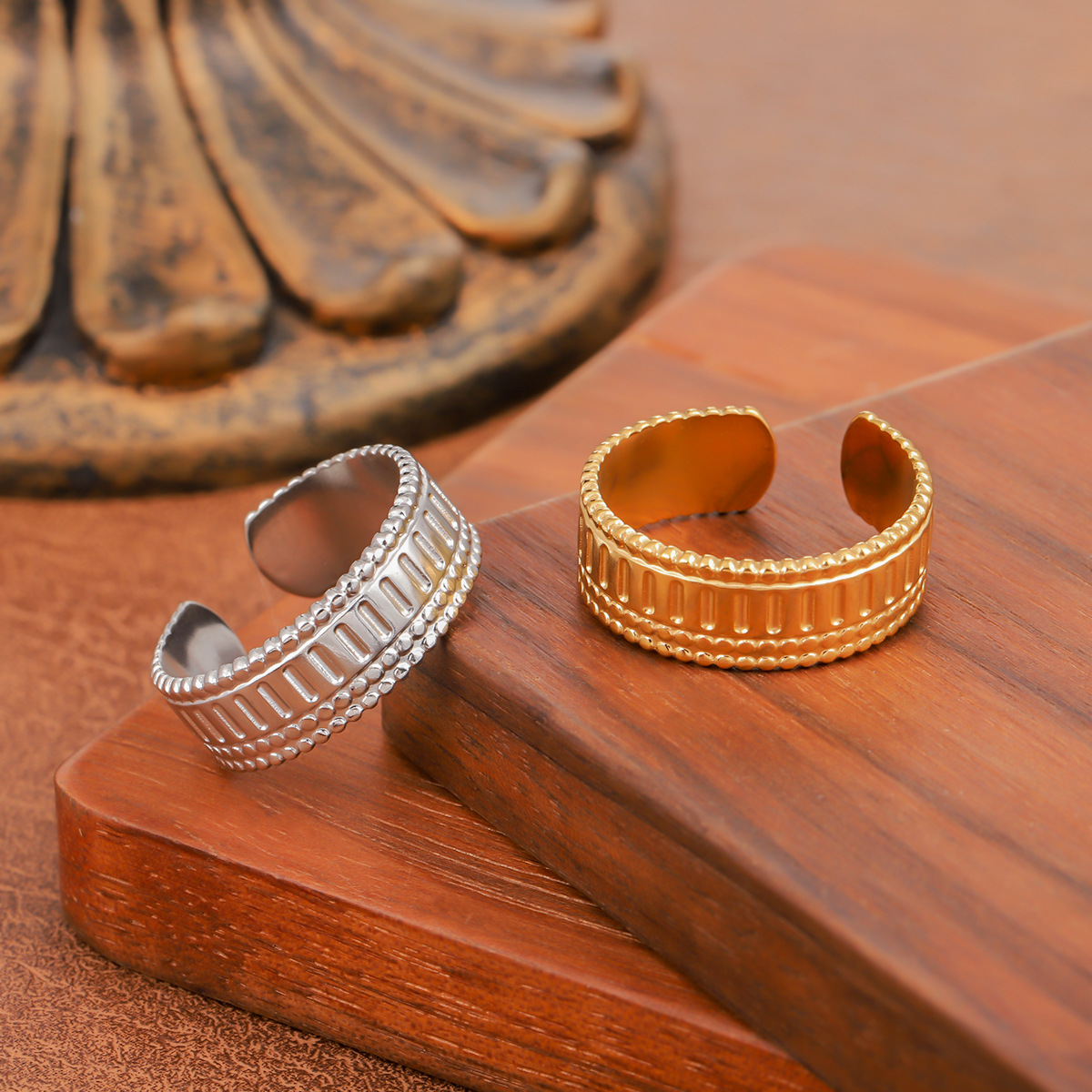 Stainless Steel Zipper Ring For Women, Personalized Hip-Hop Minimalist Style, Roman & Geometric Fashion Ring - imagen 1