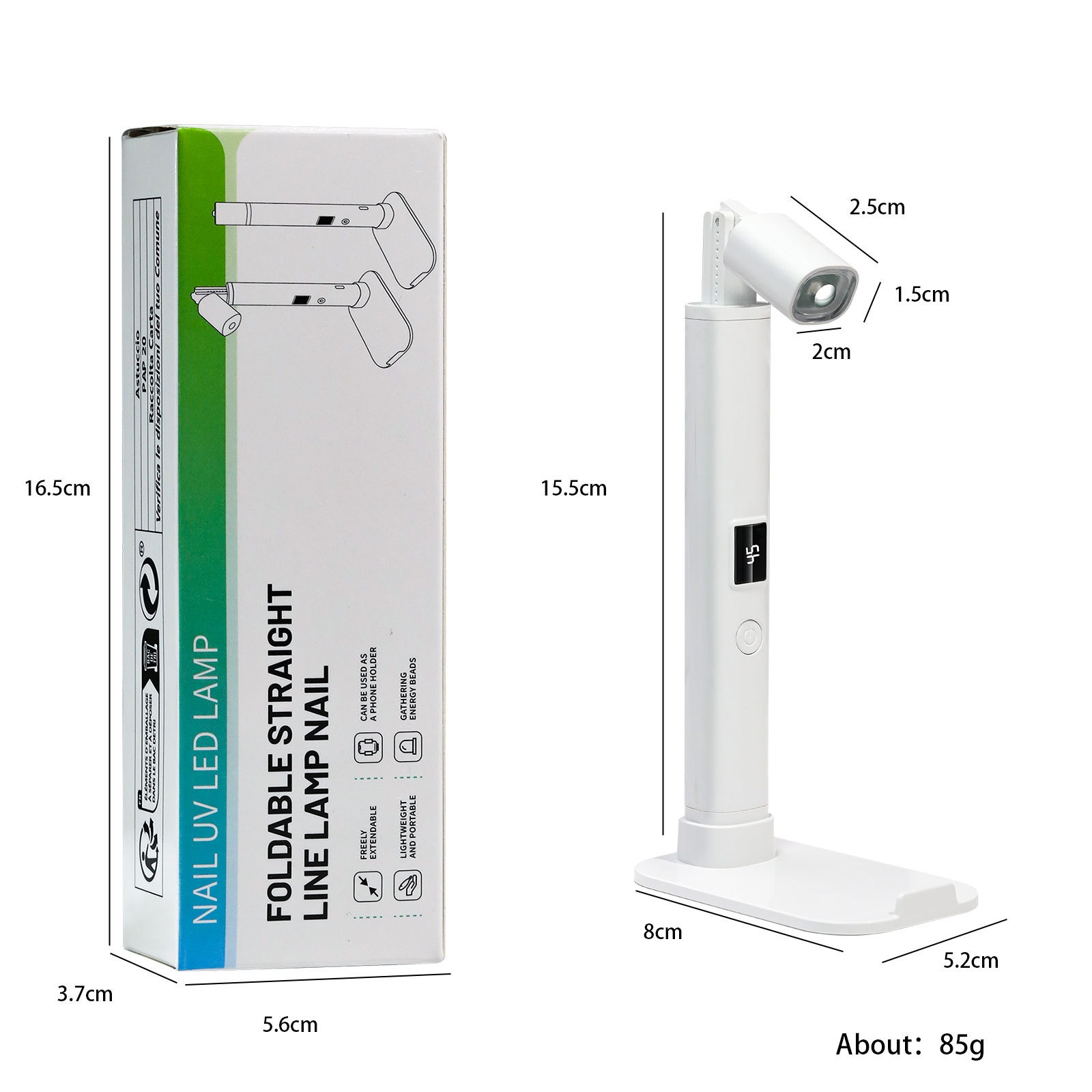 Generic Portable Mini Handheld UV Nail Light Belt Encourage For Gel Nail Lamp With Foldable Stand Mini Nail Light Portable Led Nail Lamp With Screen Small Nail Lamp Foldable Stand Fast Drying, White