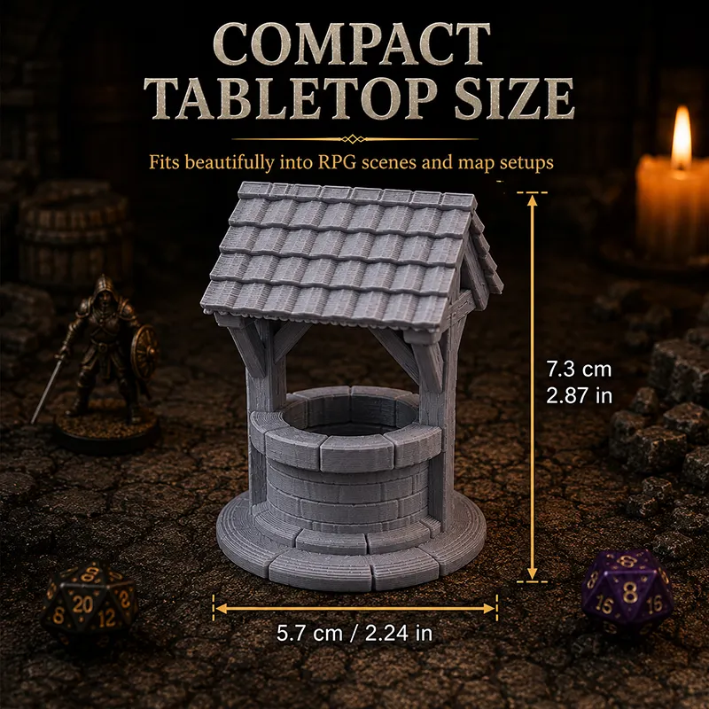 3D Printed Fantasy Well Tabletop Terrain, Village