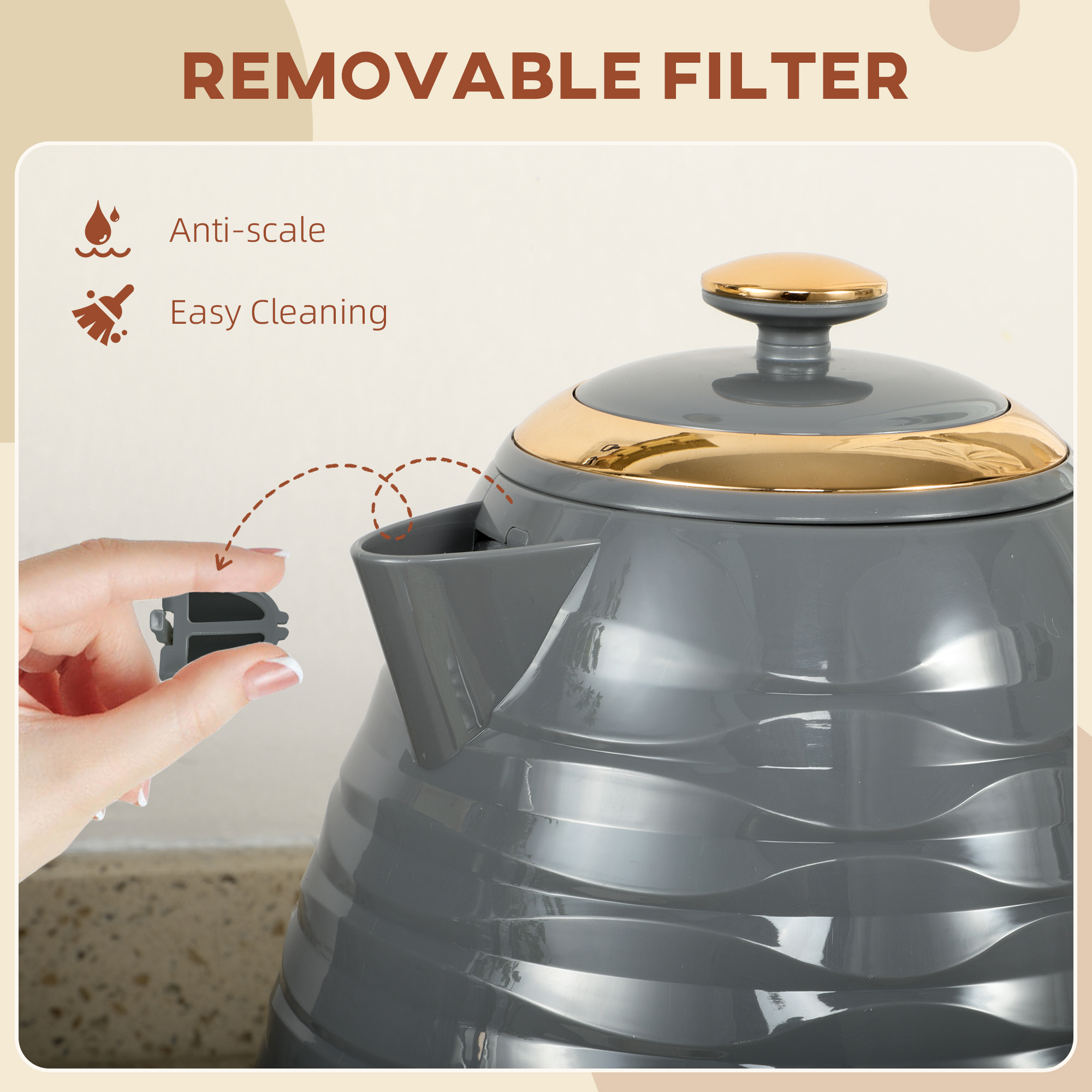 3 KW Fast Boiling Honeycomb Water Bottle - Grey — image 3