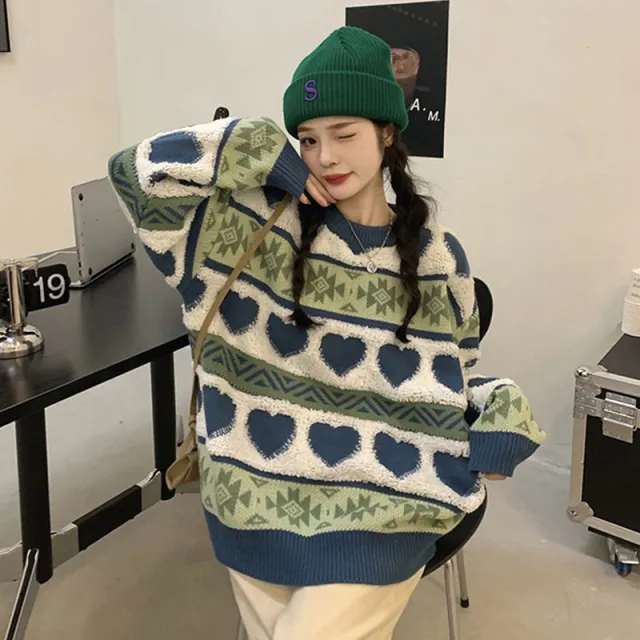 Japanese Couple Vintage Soft Love Gentle Jumper Women Blue - Shop at LoveMi