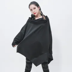 Mid-length Personality Stitching Sweater Casual All-match Women's Clothing - Black - View 1