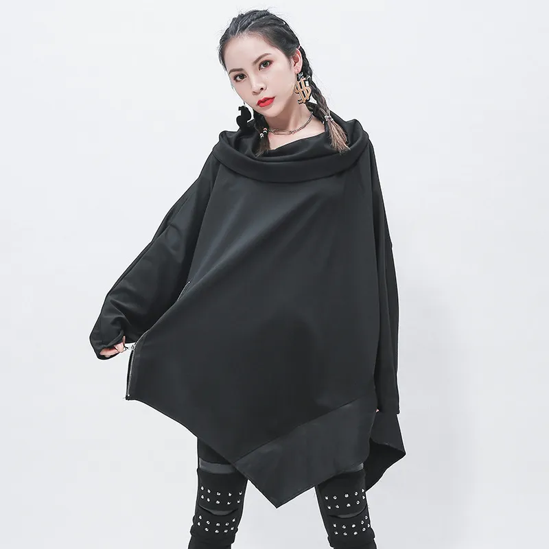 Mid-length Personality Stitching Sweater Casual All-match Women's Clothing - Black