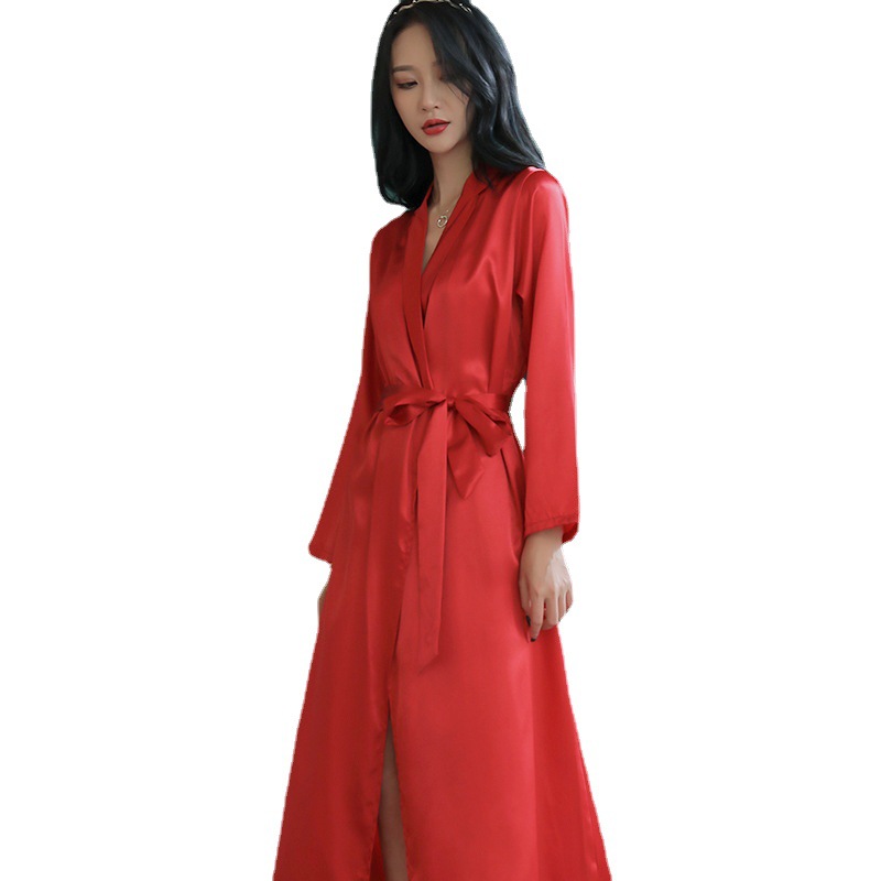 Title 7, Lapel Long Nightgown Sexy Lace-up Pajamas