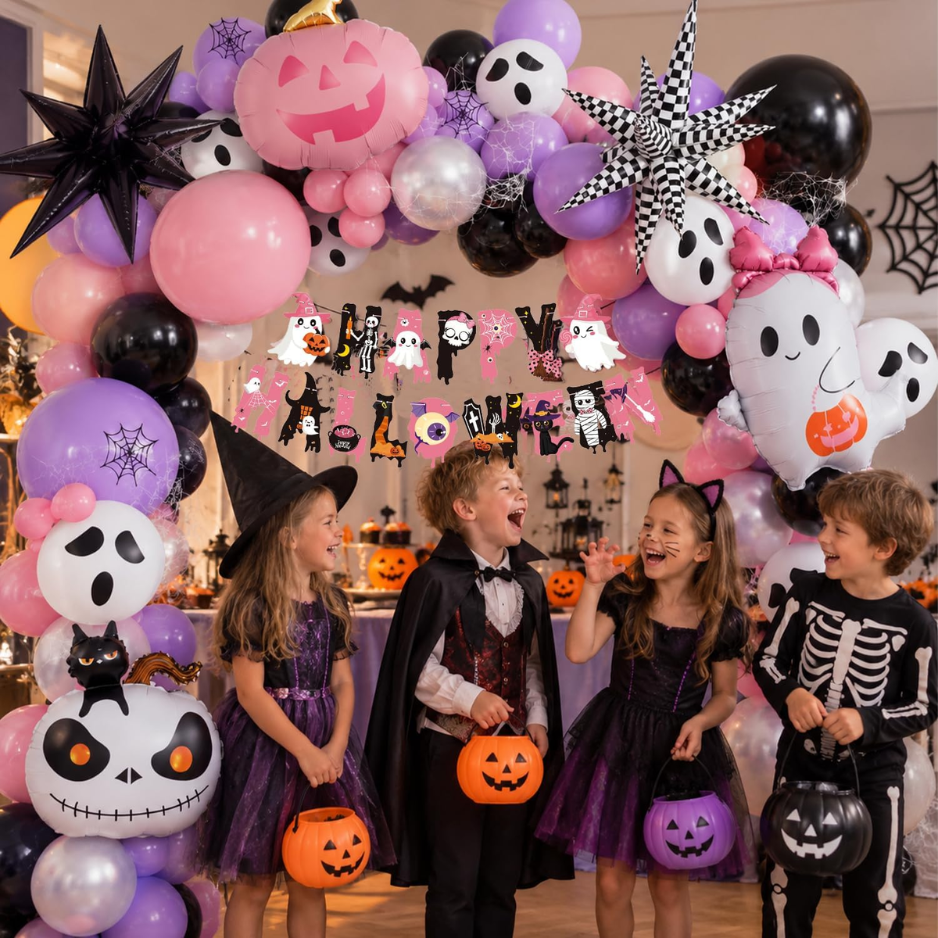 152pcs Halloween Balloon Garland Arch Kit,Happy Halloween Banner 2