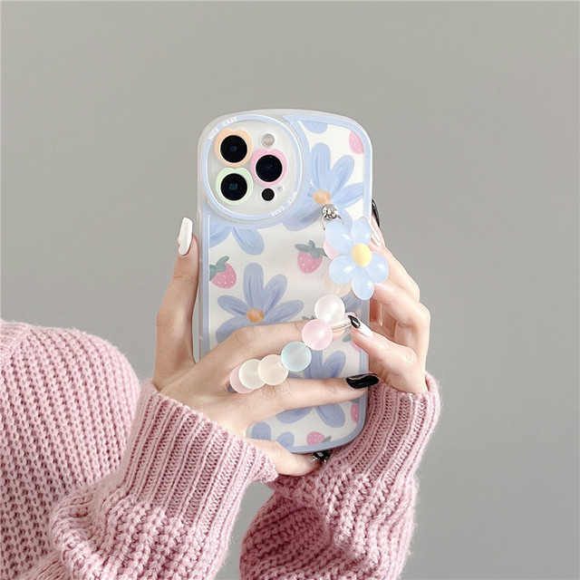 Phone Case Cute 3D Floral Chain Protective Sleeve