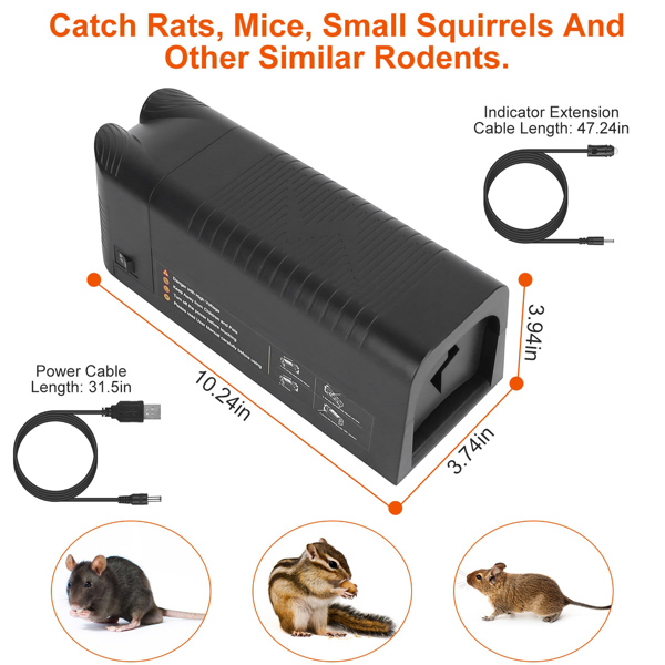 High Voltage 1800V Rat Trap - Spacious Inner For All Rodents, One - Way Entry, Rechargeable And Multifunctional For Indoor Scenes, Easy To Use Indoors,Outdoors For Mice,