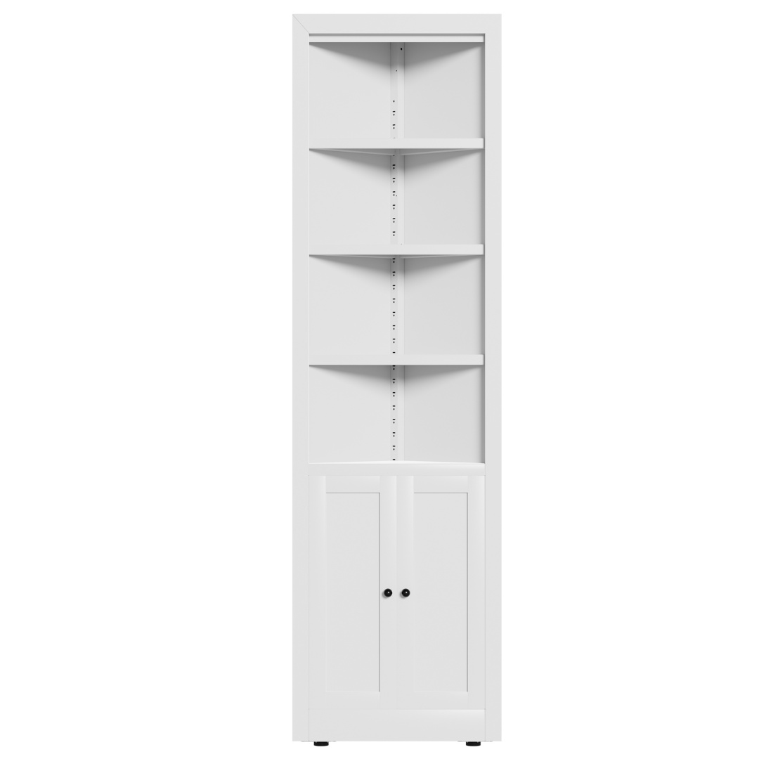 71in Tall Corner Storage Cabinet With 2 Doors, 5-Tier Metal Cabinet With Adjustable Shelves, Freestanding Kitchen Storage For Pantry, Living Room, Bathroom, Laundry Room, Space Saving Furniture, White
