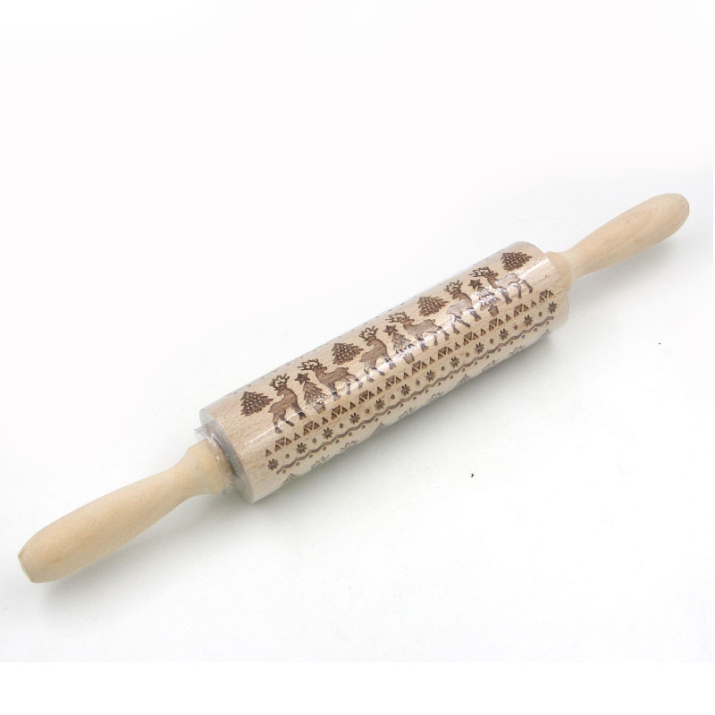 Title 3, Christmas Moose Print Rolling Pin Laser Engraving