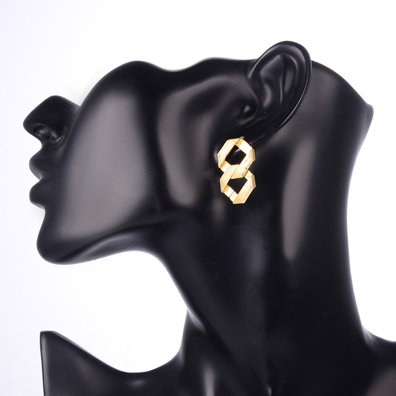 Fashion Trend Earrings Simple Personality Metal Texture Earrings Double Circle