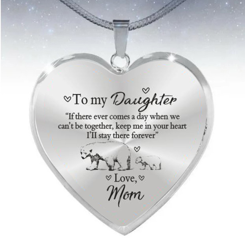 Cute To My Daughter Necklace Kawaii Bear Mom Dad and Baby Epoxy Necklace