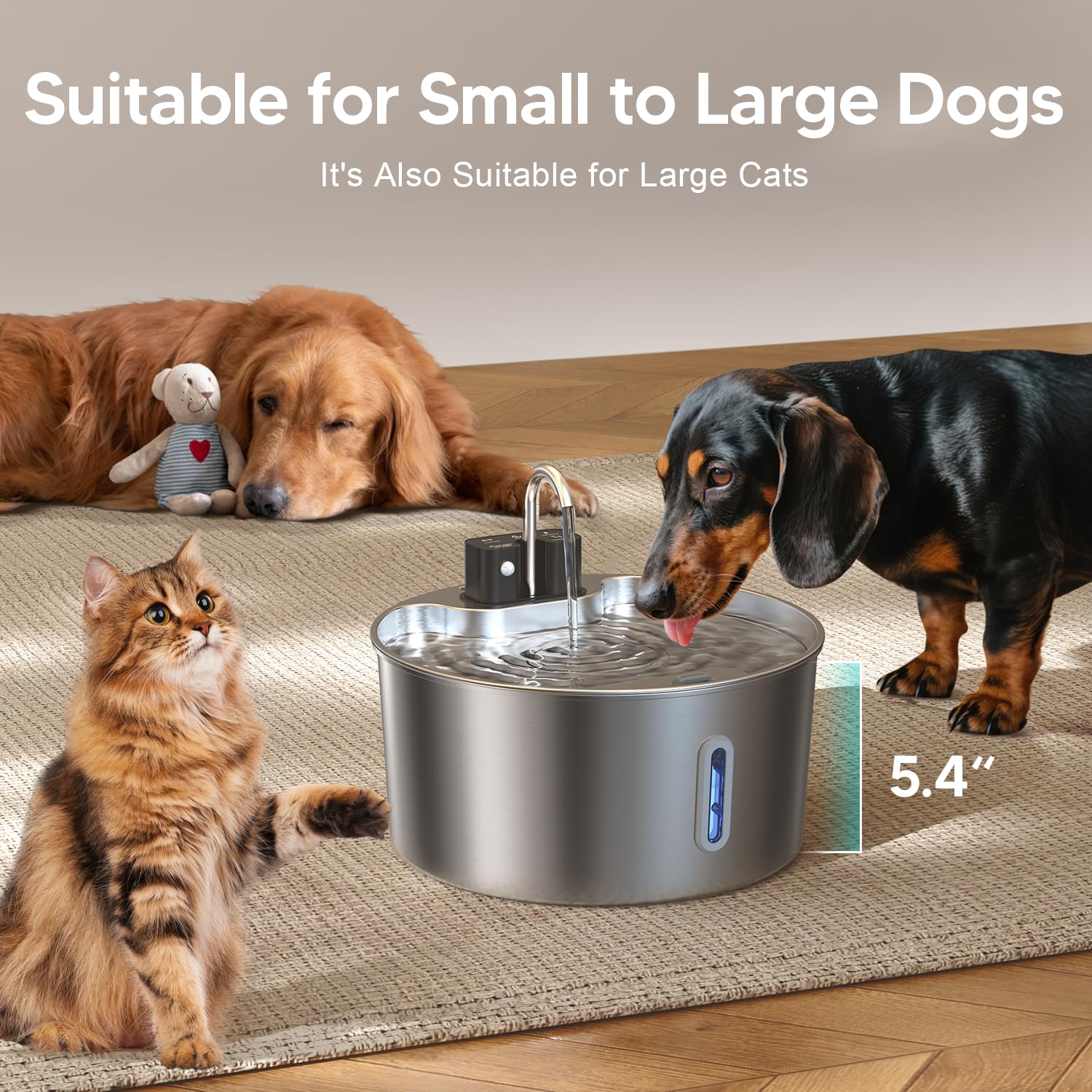 7L Dog Water Dispenser, Made Of Stainless Steel, With A Capacity Of 236 Ounces, Four Layers Of Filtration, Ultra-quiet Water Pump, Water Level Window Design, Easy To Clean, Suitable For Large Dog — foto 4