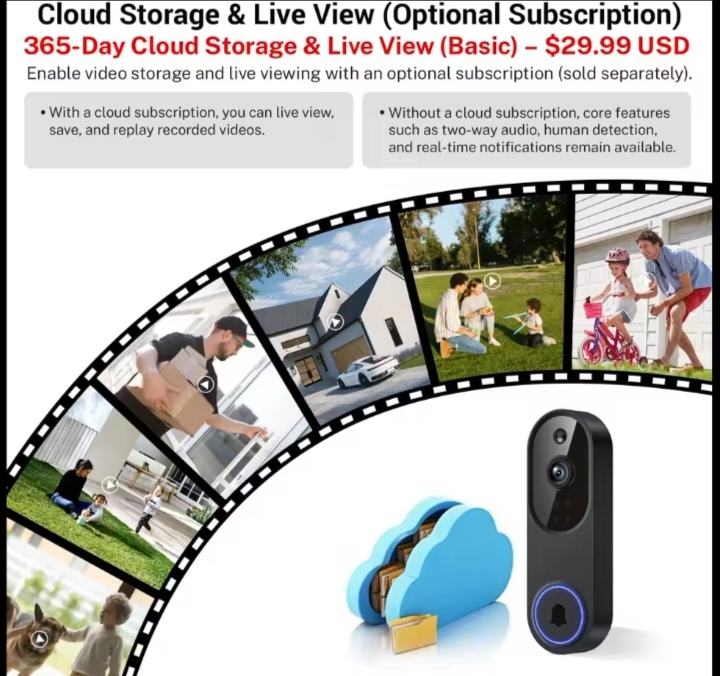 Wireless Video Door Phone Ring Cordless Home Security Camera With Mobile App 2