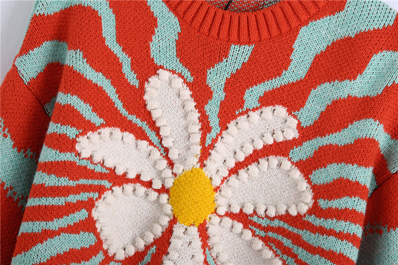 Women's Printed Loose Long Sleeve Knit Sweater