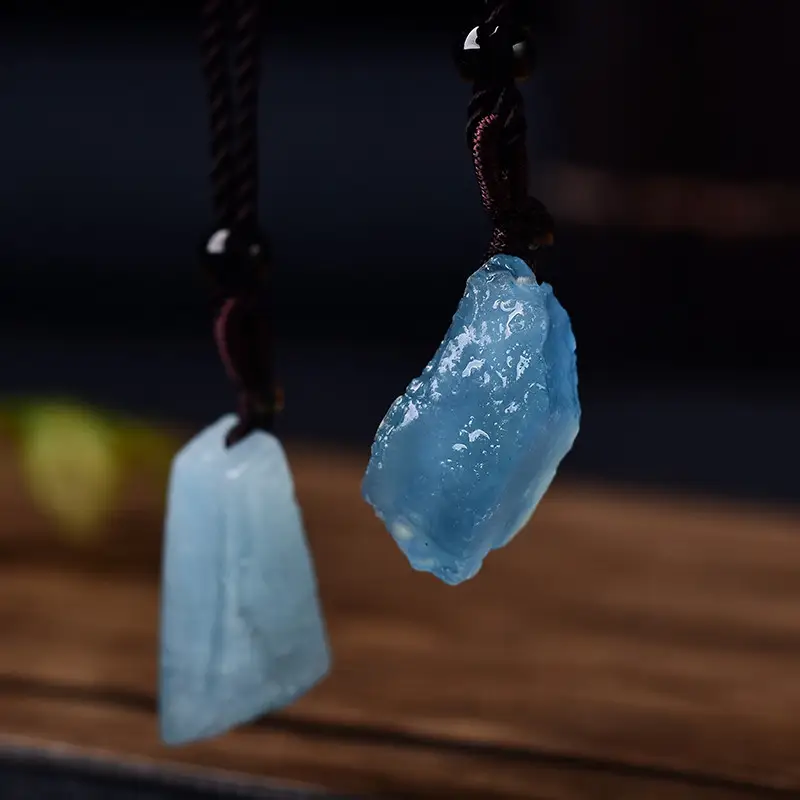 New Natural Aquamarine Blue Pendant