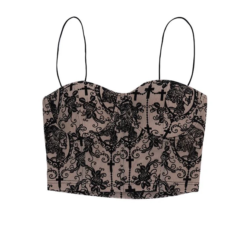 Embroidered Pattern Short Camisole - Red
