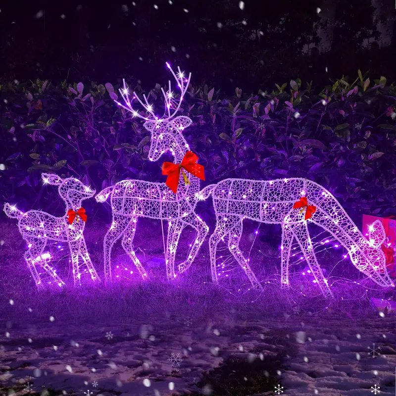 Outdoor Decoration Luminous Deer Three-piece Decorative Ornaments