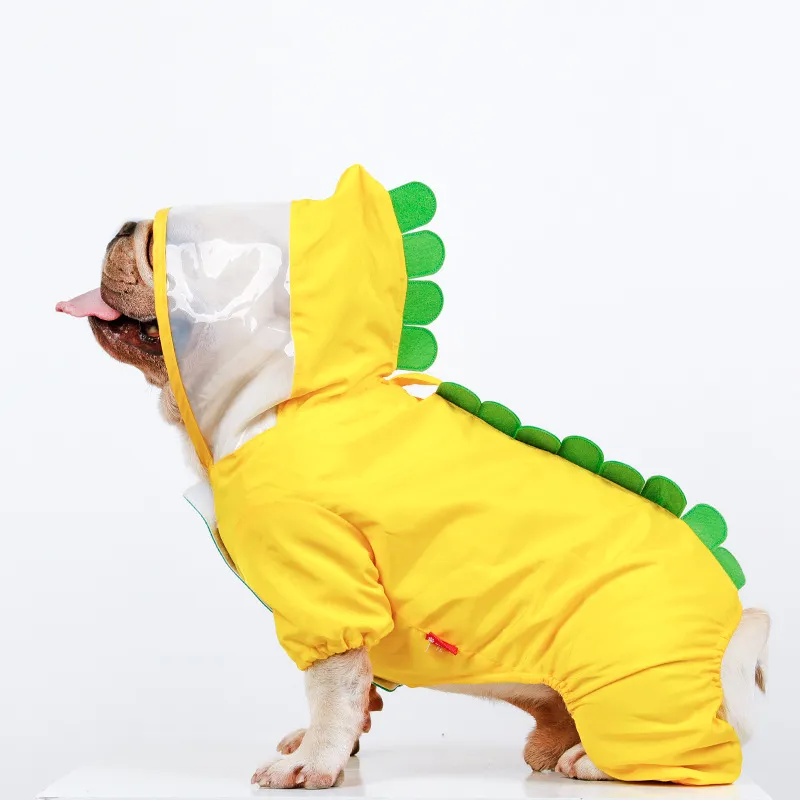 Dinosaur Raincoat Pet Yellow Waterproof Suit Four Feet - Yellow