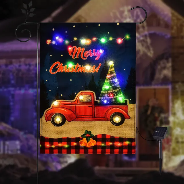 Lighted Christmas Garden Flag For Outside, Led Snowman Garden Flag, Winter Yard Flag 12x18 Double Sided For Outdoor Yard Porch Lawn Elegance2 - Shop at LoveMi