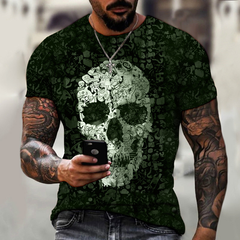 Title 5, Heren en Dames Mode Casual Skull Digital Print ...